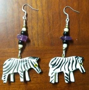 Cute Zebra Amethyst Earrings